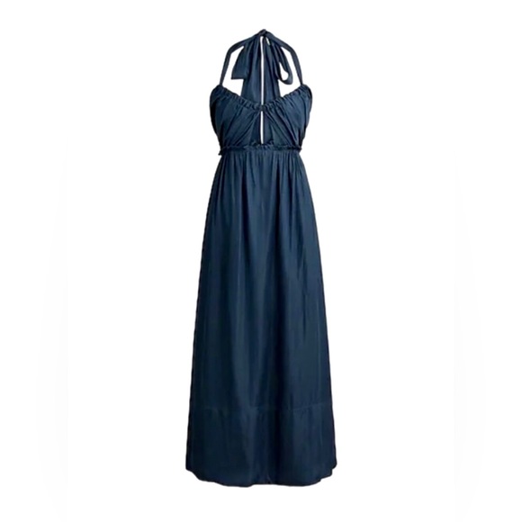 ELEGANT NWT J. Crew Satin Deep Blue Cutout Dress from Recycled Materials Sz 6 - Picture 5 of 7